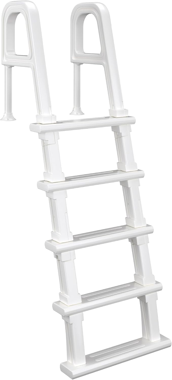 Pool Ladder Above Ground - บันไดสระว่ายน้ำ, บันไดสระว่ายน้ำ 5 ขั้นพร้อมราวจับคู่และขั้นบันไดกันลื่นสำหรับสระว่ายน้ำแบบตั้งพื้นและแบบฝังดินขนาด 47