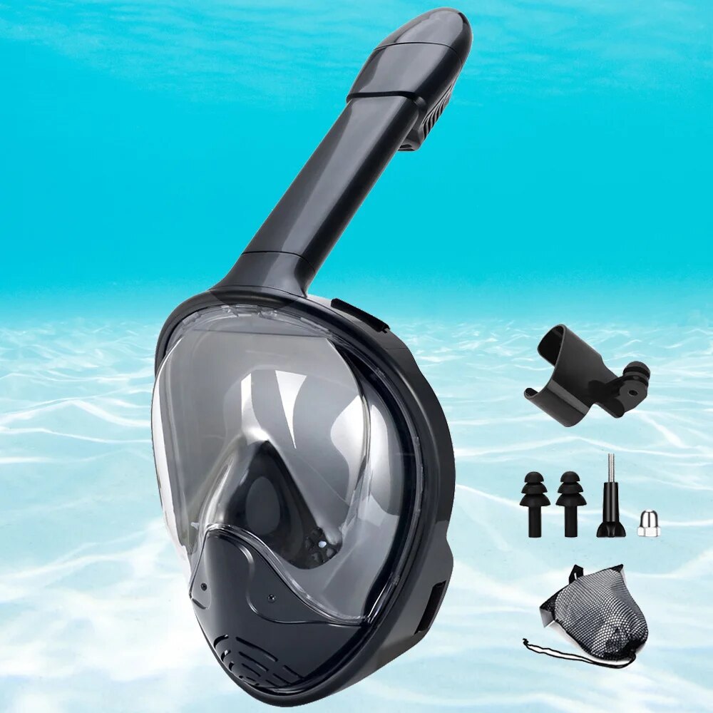 Snorkel Mask Full Face - ดําน้ําใต้น้ํา Full Face เด็กว่ายน้ําชุดหน้ากากดําน้ําหน้ากากป้องกันหมอกหายใจปลอดภัยสําหรับเด็กผู้ใหญ่