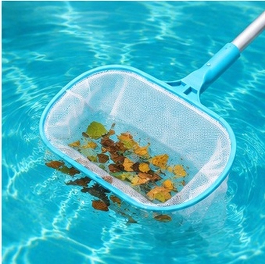 Pool Skimmer Net - ตาข่ายทำความสะอาดสระว่ายน้ำ ตาข่ายตักแบบพกพา ทำจากพลาสติกและไนลอนคุณภาพสูง อุปกรณ์เก็บเศษสิ่งสกปรกในบ่อ สะดวกในการทำความสะอาดสระว่ายน้ำ