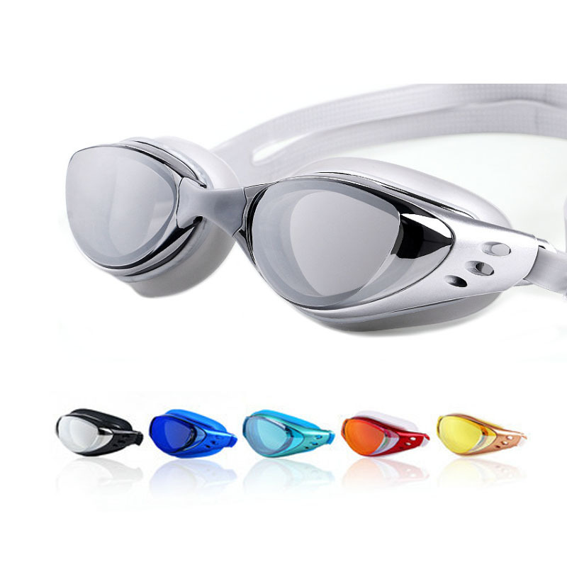 Swim Goggles Anti Fog Uv - Electroplating สายตาสั้น-1 ~-10ว่ายน้ำแว่นตาสีดำเทากันน้ำหน้ากากดำน้ำแว่นตาผู้ชายผู้หญิง Anti-Fog Arena