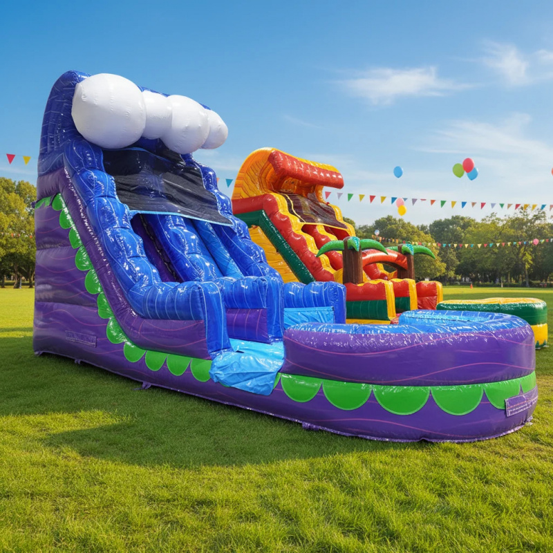 Water Slide Inflatable - สไลเดอร์น้ำเป่าลมเชิงพาณิชย์สำหรับเช่า พร้อมสระน้ำสำหรับเด็กและผู้ใหญ่