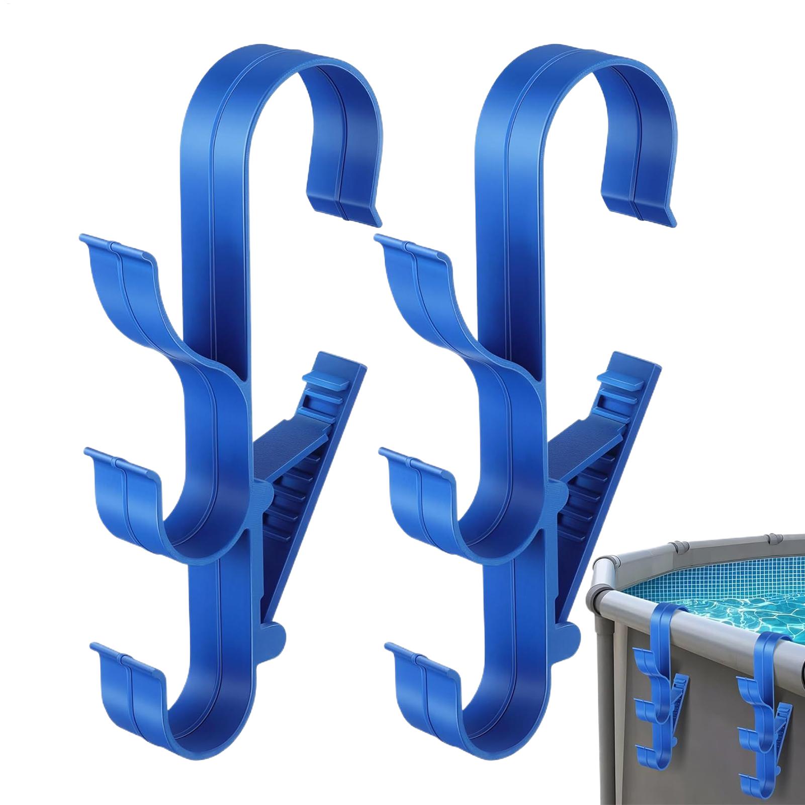 Pool Skimmer Net - ที่แขวนตาข่ายกรองสระว่ายน้ำ 2 ชิ้น ตะขอเกี่ยวเสาสระว่ายน้ำพลาสติก อุปกรณ์เสริมสำหรับอ่างน้ำร้อนกลางแจ้ง