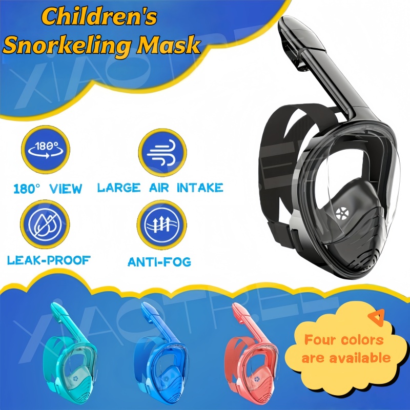 Snorkel Mask Full Face - หน้ากากดำน้ำแบบเต็มหน้าสำหรับเด็ก ป้องกันฝ้า ป้องกันการรั่วซึม มุมมองกว้าง น้ำหนักเบา สำหรับเด็ก