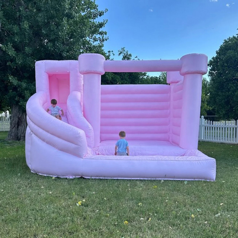 บ้านลมเป่าลมรูปปราสาทสีชมพูแบบ - Water Slide Inflatable บทวิจารณ์และราคา