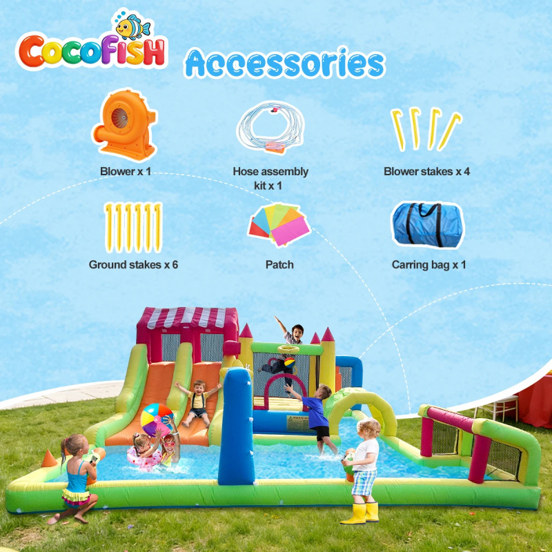 บ้านลมเป่าลมธีมงานรื่นเริงสวนน - Water Slide Inflatable บทวิจารณ์และราคา