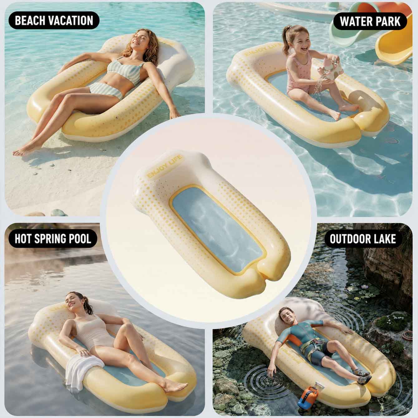 แพยางเป่าลมสำหรับอาบแดดในสระน้ - Pool Lounger Inflatable บทวิจารณ์และราคา