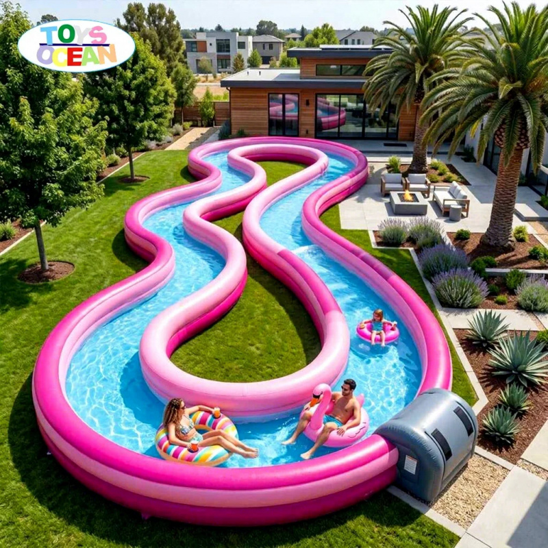 สระน้ำเป่าลมเชิงพาณิชย์ สีชมพู - Water Slide Inflatable บทวิจารณ์และราคา