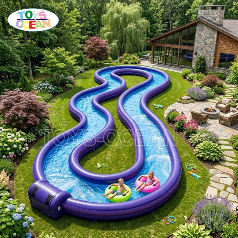 สระน้ำเป่าลมเชิงพาณิชย์ สีชมพู - Water Slide Inflatable บทวิจารณ์และราคา