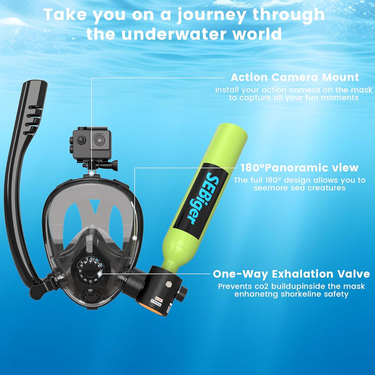 ถังดำน้ำขนาดเล็ก 0.5 ลิตร พร้อ - Snorkel Mask Full Face บทวิจารณ์และราคา